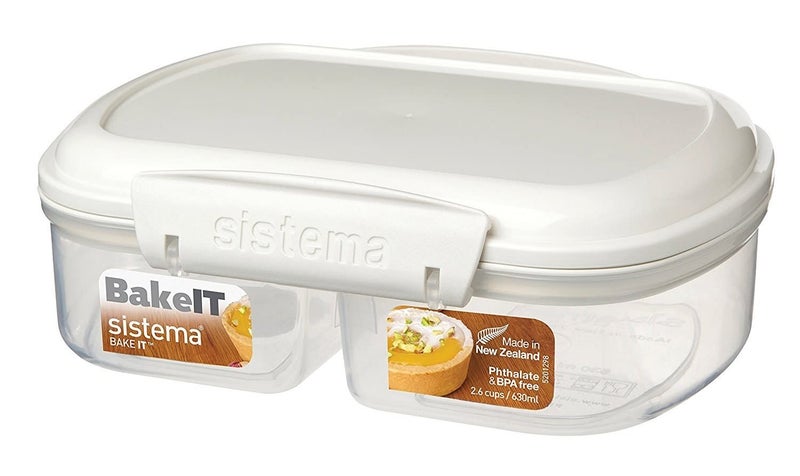 Sistema Bake IT Collection Food Storage Container with Split Compartments 26 Cup06 L ClearWhite