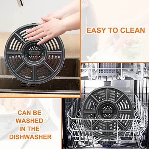 ALJ Air Fryer Tray for Ninja 4QT Air Fryers with Rubber Bumpers, 8.2 inch Upgraded Round Grill Pan Plate, Crisper Plate Replacement Parts for Ninja Foodi, Non-Stick, Dishwasher Safe - Image 5