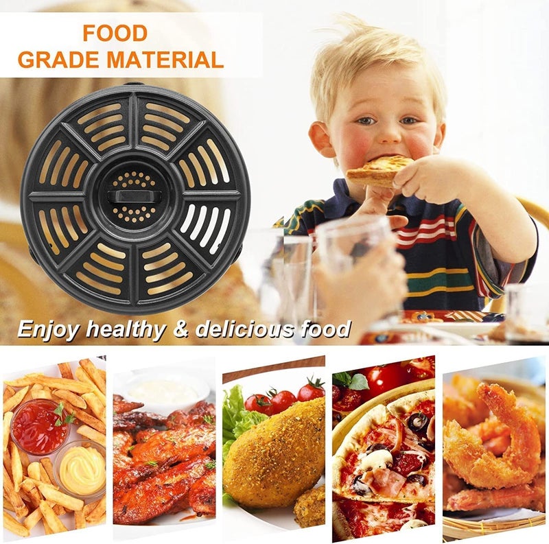 ALJ Air Fryer Tray for Ninja 4QT Air Fryers with Rubber Bumpers, 8.2 inch Upgraded Round Grill Pan Plate, Crisper Plate Replacement Parts for Ninja Foodi, Non-Stick, Dishwasher Safe - Image 4