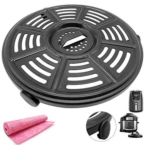 ALJ Air Fryer Tray for Ninja 4QT Air Fryers with Rubber Bumpers, 8.2 inch Upgraded Round Grill Pan Plate, Crisper Plate Replacement Parts for Ninja Foodi, Non-Stick, Dishwasher Safe - Image 1
