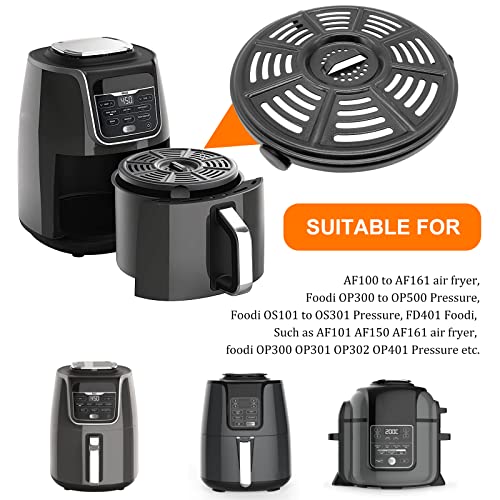 ALJ Air Fryer Tray for Ninja 4QT Air Fryers with Rubber Bumpers, 8.2 inch Upgraded Round Grill Pan Plate, Crisper Plate Replacement Parts for Ninja Foodi, Non-Stick, Dishwasher Safe - Image 2