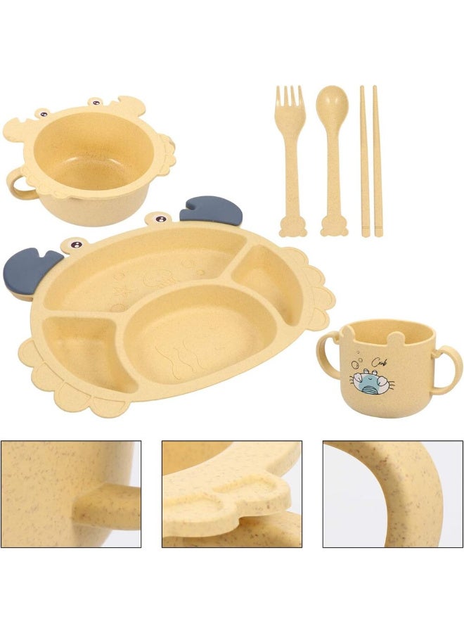 MiniMe Animal-Design Baby Tableware Set | 6–36 Months | Blue & Green | Silicone & Bamboo | Crab Plate & Bowl & Mug & Bamboo Spoon & Fork | Dishwasher Safe & Easy To Clean | BPA-Free & Non-Toxic - Image 2