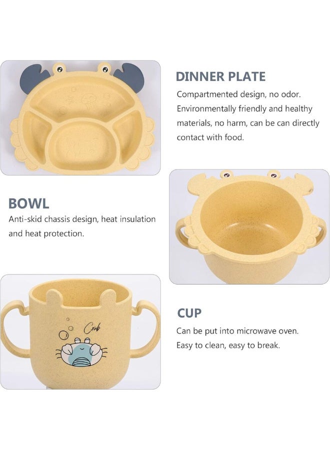 MiniMe Animal-Design Baby Tableware Set | 6–36 Months | Blue & Green | Silicone & Bamboo | Crab Plate & Bowl & Mug & Bamboo Spoon & Fork | Dishwasher Safe & Easy To Clean | BPA-Free & Non-Toxic - Image 4