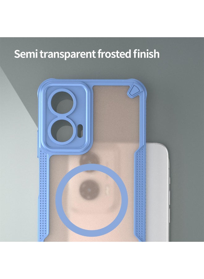 Cover For Motorola Moto G35 5G Armor Glaze Magnetic Phone Case Raised edges around the screen and camera lens help prevent scratches - Blue - Image 3