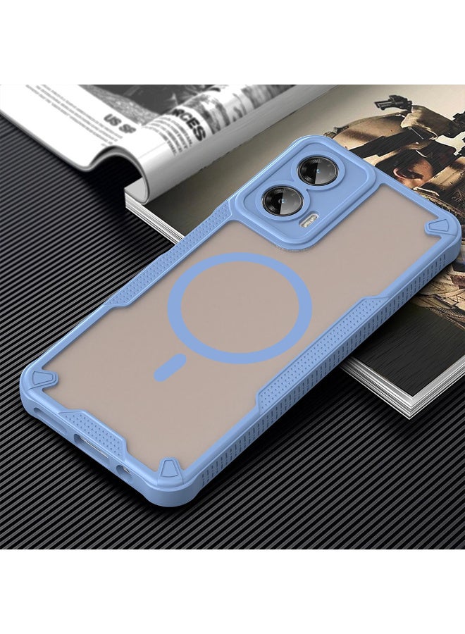 Cover For Motorola Moto G35 5G Armor Glaze Magnetic Phone Case Raised edges around the screen and camera lens help prevent scratches - Blue - Image 4