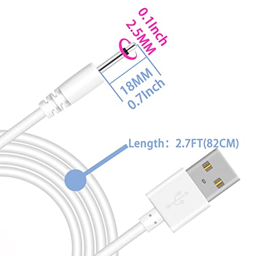 Bicmice 2.7Ft USB DC Charging Cable 2.5mm DC Charger Cord Fast Charging Replacement Cable - Image 3
