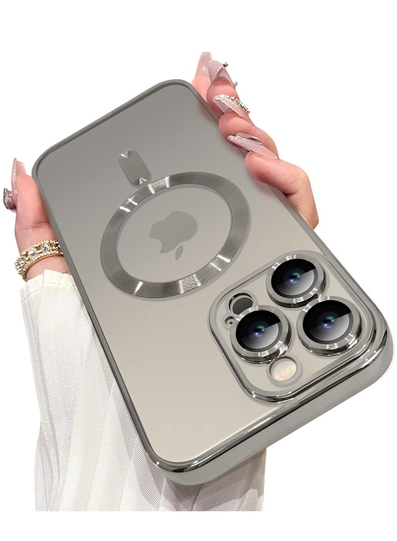 ELTRAZONE iPhone 16 Pro Magnetic Case with Built-in Camera Lens Protector – MagSafe Compatible, Soft TPU Anti-Scratch Shockproof Slim Clear Cover for Women & Men, Natural Titanium - Image 1