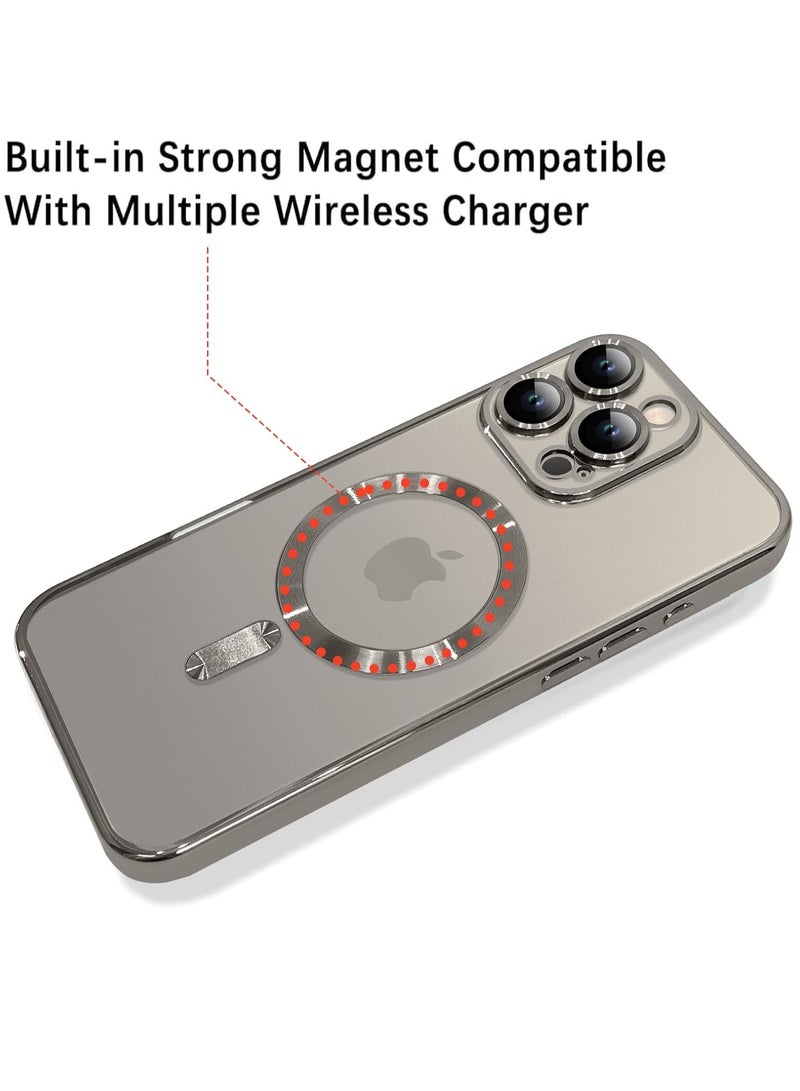 ELTRAZONE iPhone 16 Pro Magnetic Case with Built-in Camera Lens Protector – MagSafe Compatible, Soft TPU Anti-Scratch Shockproof Slim Clear Cover for Women & Men, Natural Titanium - Image 2
