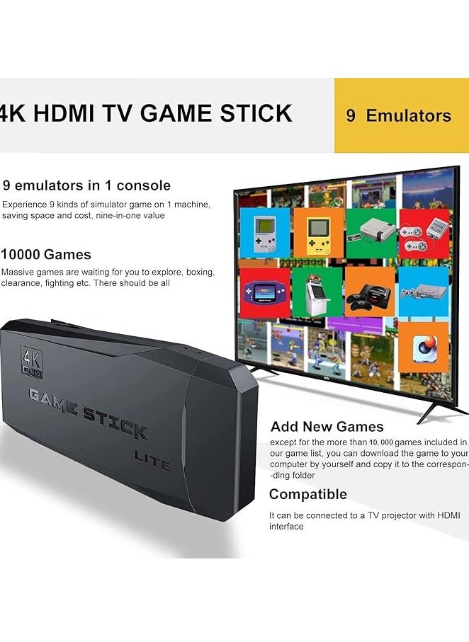Generic - 4K HD Game Console Video Game Console 2.4G Dual Wireless Controller Retro TV Game Console 64GB Retro 10000 Game Stick - Image 1