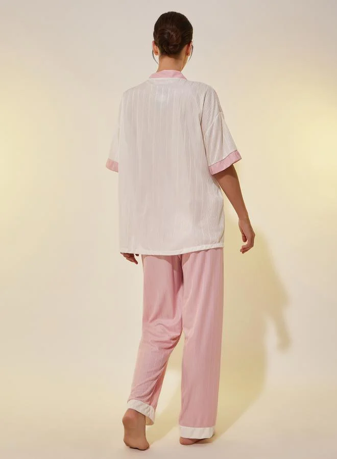 Take Two Fox Patch Pocket Detail Shirt, Shorts and Pyjama Set
