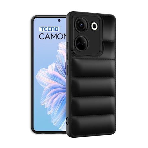 Plus Puffer Case Camera Protection Soft Back Cover for Tecno Camon 20 - Black - Image 2