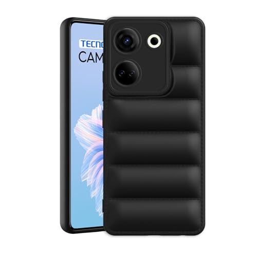 Plus Puffer Case Camera Protection Soft Back Cover for Tecno Camon 20 - Black - Image 1
