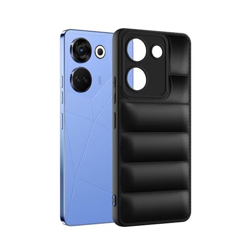 Plus Puffer Case Camera Protection Soft Back Cover for Tecno Camon 20 - Black - Image 3