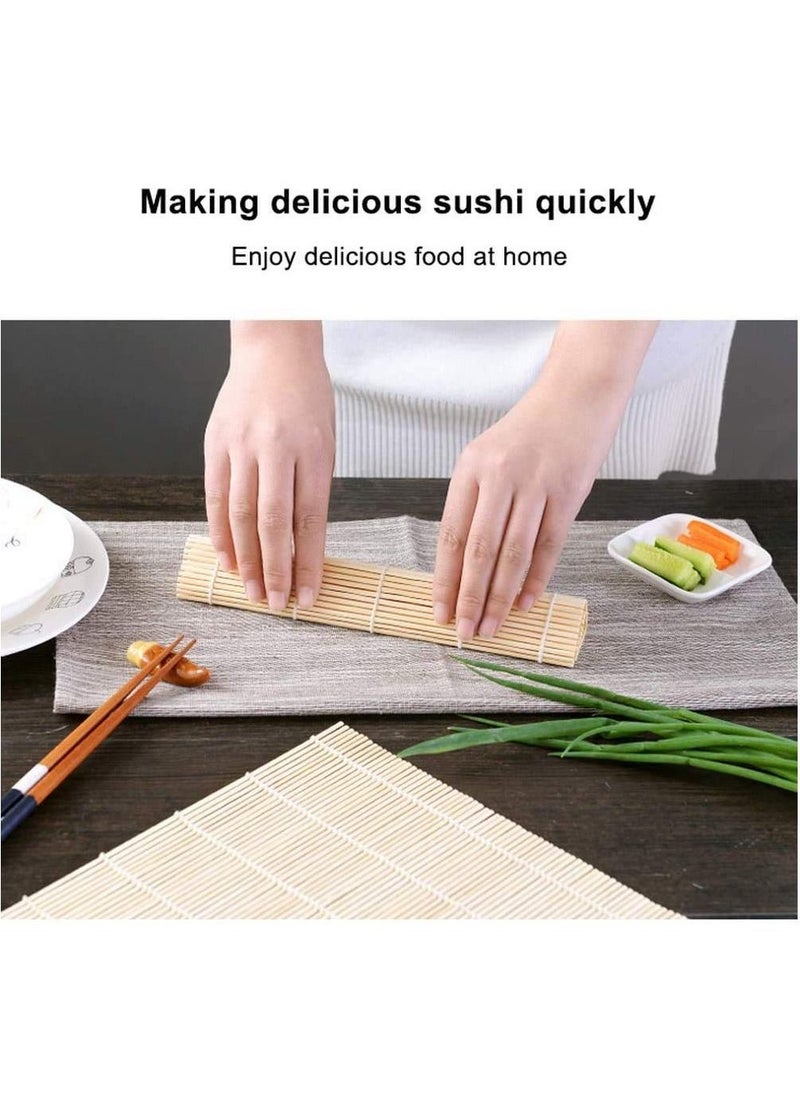 NIBEMINENT - Sushi Mat, Bamboo Rolling Mating Kit, 9.5 x Inch Natural Making Tool-Japanese Kitchen Roll-Up Mat - Image 1