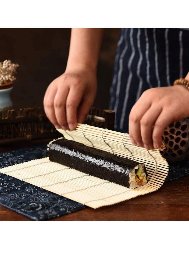 NIBEMINENT - Sushi Mat, Bamboo Rolling Mating Kit, 9.5 x Inch Natural Making Tool-Japanese Kitchen Roll-Up Mat - Image 1