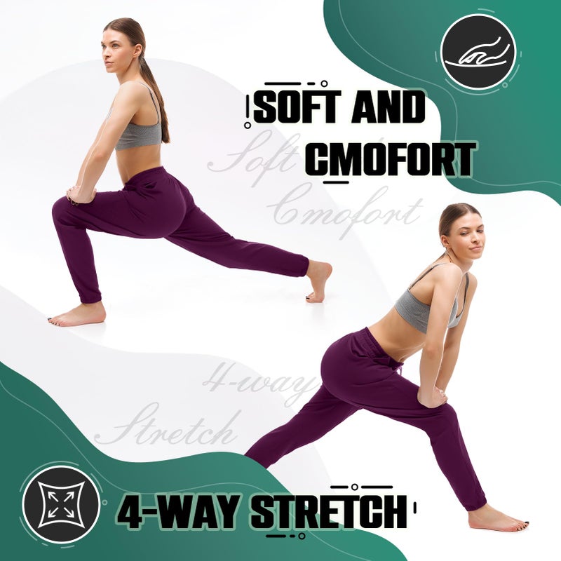 Walifrey Womens Joggers with Pockets, Drawstring Sweatpants Women for Lounging Jogging Gym and Workout Purple,1 Pack Purple XL - Image 4