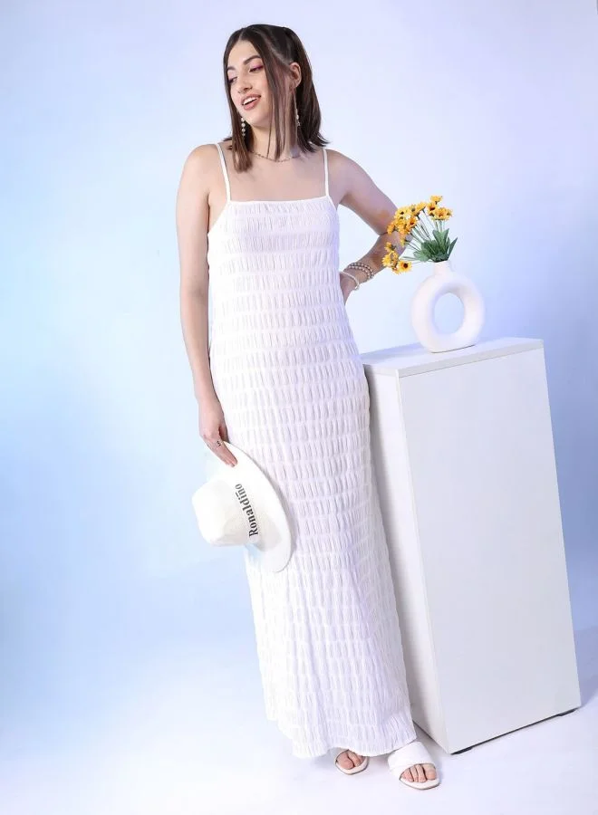 مرفوعة Women Fit and Flared Casual Solid Long Dress