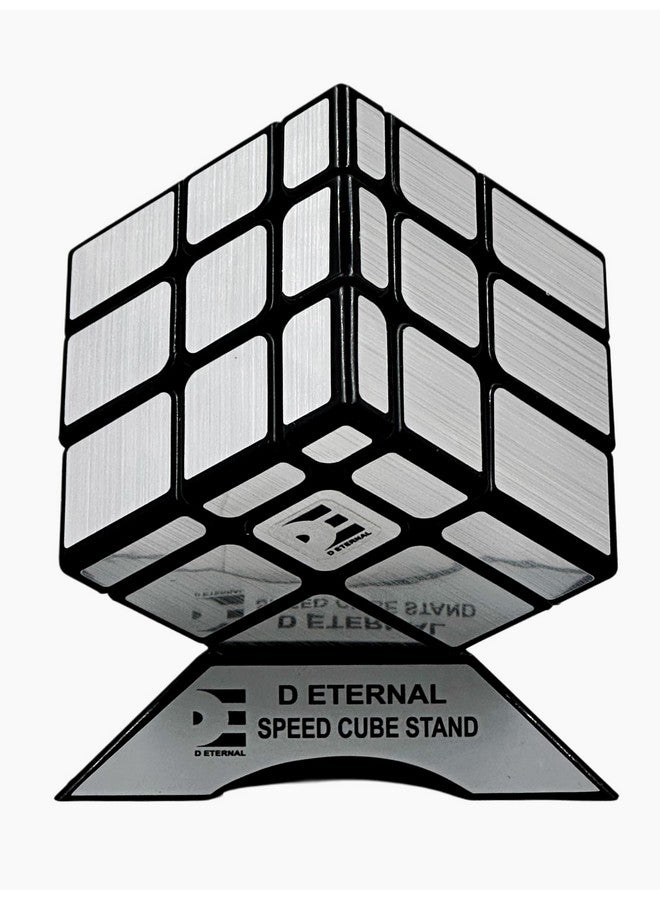 D ETERNAL D Eternal Silver Mirror Speedcube Cube 3x3 High Speed Magic Puzzle Cube 3 by 3 (Silver Mirror with Cube Stand & Bag)  - Image 2