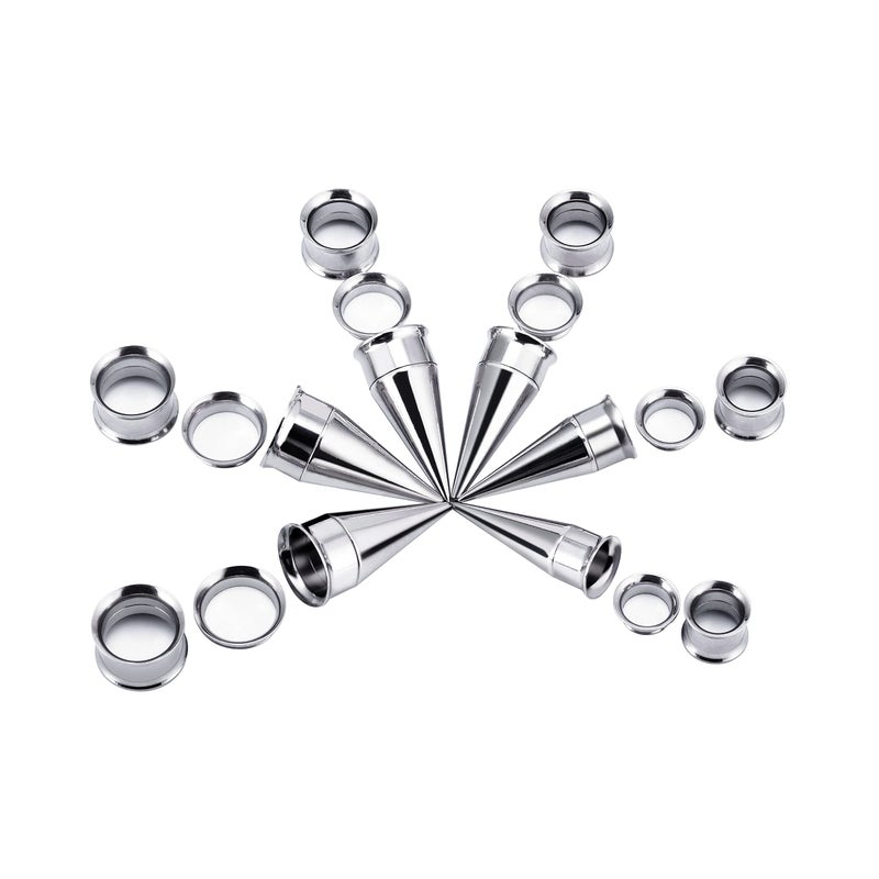 TBOSEN Ear Plugs Tunnels Gauge Stretcher Taper Kit Stainless Steel Double Flare Alloy 3 In 1 Set - Image 1