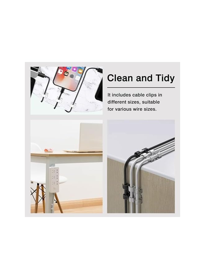 PROMASS Adhesive Punch-Free Socket Holder, 10Pcs Power Stirp Holder and 40Pcs Cable Clips Kit, Self-Adhesive Power Strip Holder Wall Mount-Space-Saving and Easy to Instal lfor WiFi Router for Kitchen Home - Image 4