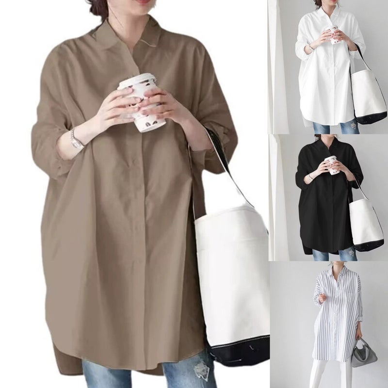 بلوزة نسائية كاجوال طويلة الأكمام متوسطة الطول - Image 1