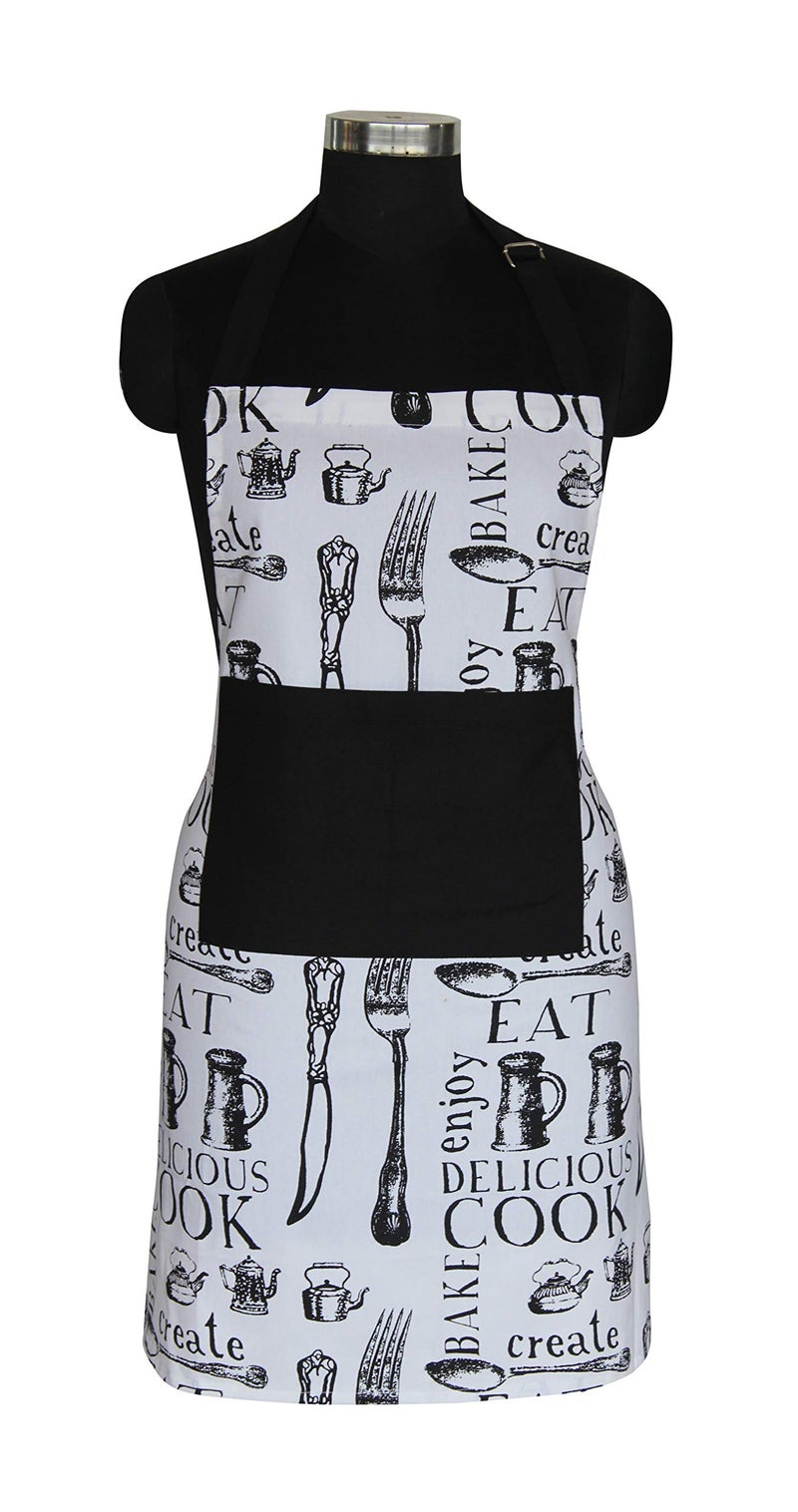 AIRWILL, 100% Cotton Designer Aprons, Sized 65cm in Width and 80cm in Length with 1 Center Pocket, Adjustable Buckle on top and 2 Long Ties on Both 2 Sides. Pack of 1 Piece. - Image 4