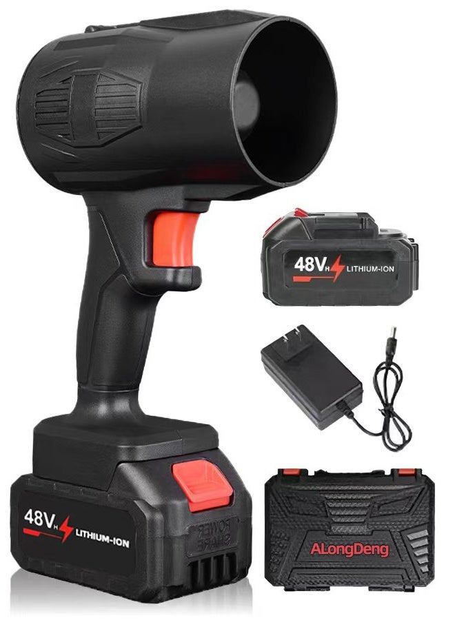 ALongDeng Cordless Leaf Blower -48V Electric Handheld Leaf Blower with 1×4.0Ah Batteries & Fast Charger Lightweight for Patio Lawn Yard Deck Cleaning - Black - Image 1