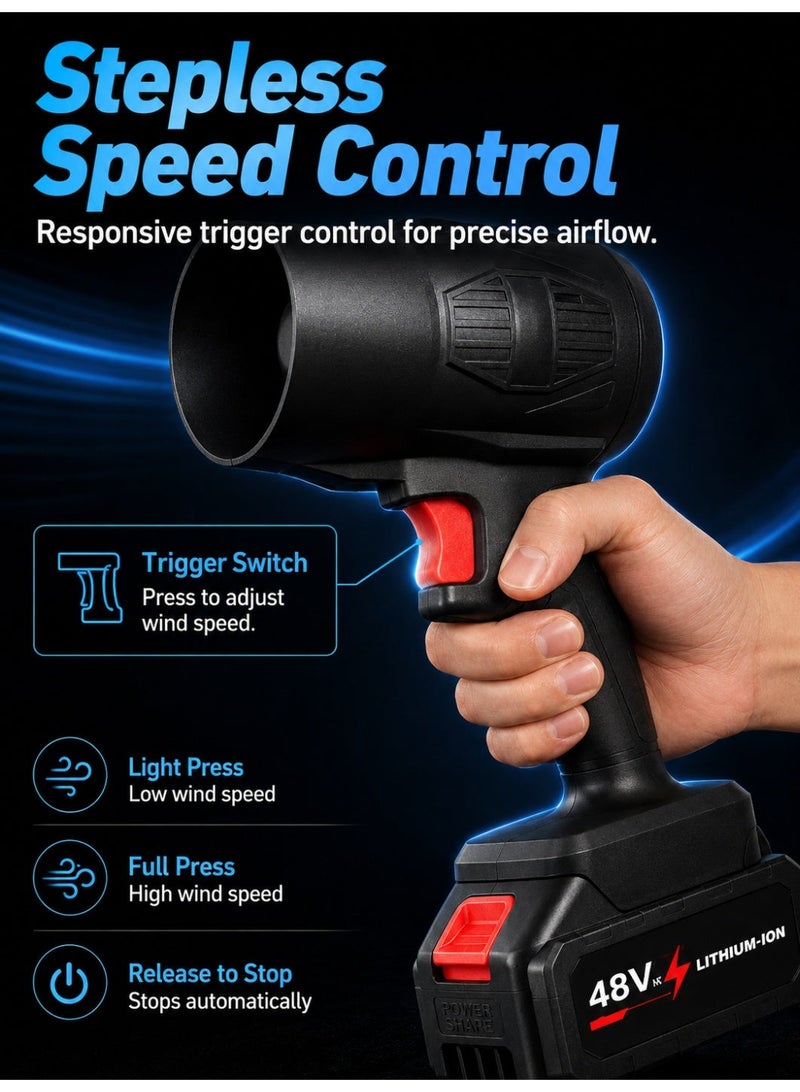 ALongDeng Cordless Leaf Blower -48V Electric Handheld Leaf Blower with 1×4.0Ah Batteries & Fast Charger Lightweight for Patio Lawn Yard Deck Cleaning - Black - Image 5
