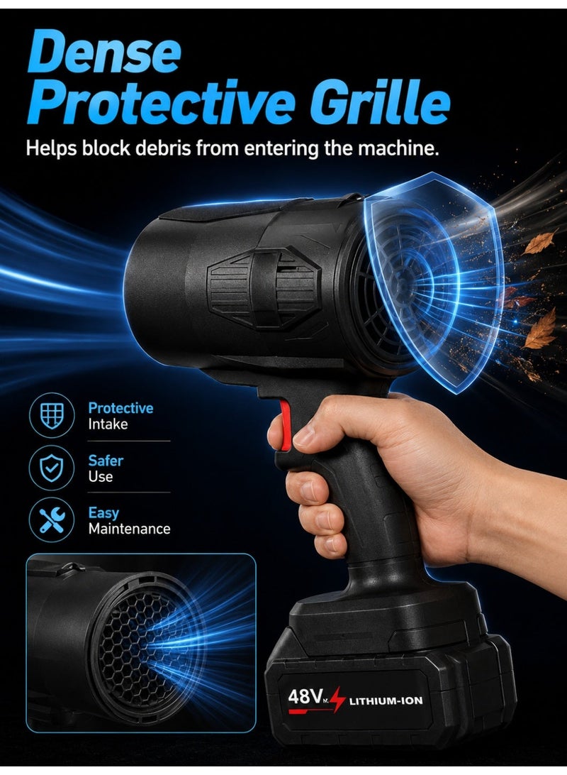 ALongDeng Cordless Leaf Blower -48V Electric Handheld Leaf Blower with 1×4.0Ah Batteries & Fast Charger Lightweight for Patio Lawn Yard Deck Cleaning - Black - Image 4