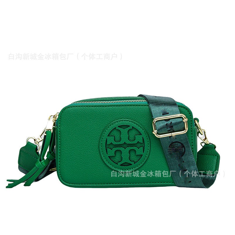 TB New Foreign Trade Women''s Bag Crossbody Bag Litchi Pattern Wide Shoulder Strap Double Zipper Small Square Bag Women''s Shoulder Bag - Image 1