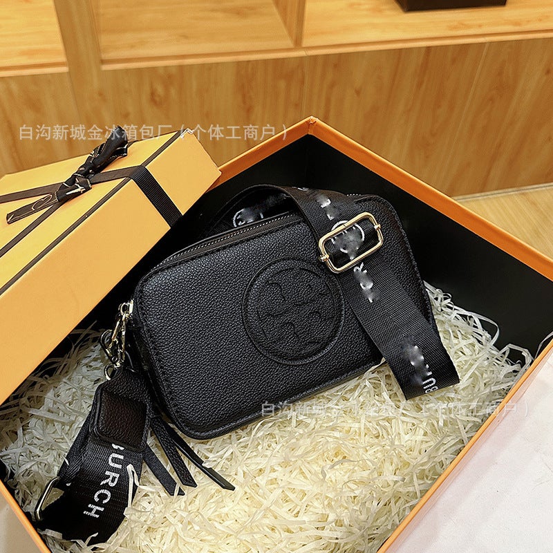 TB New Foreign Trade Women''s Bag Crossbody Bag Litchi Pattern Wide Shoulder Strap Double Zipper Small Square Bag Women''s Shoulder Bag - Image 5