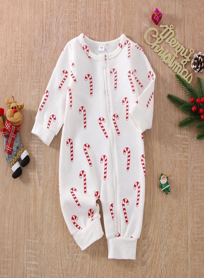 Gureui Newborn Baby Girl Boy Christmas Outfit Long Sleeve Romper Jumpsuit Bodysuit Fall Winter Clothes Candy 0-3 Months - Image 3