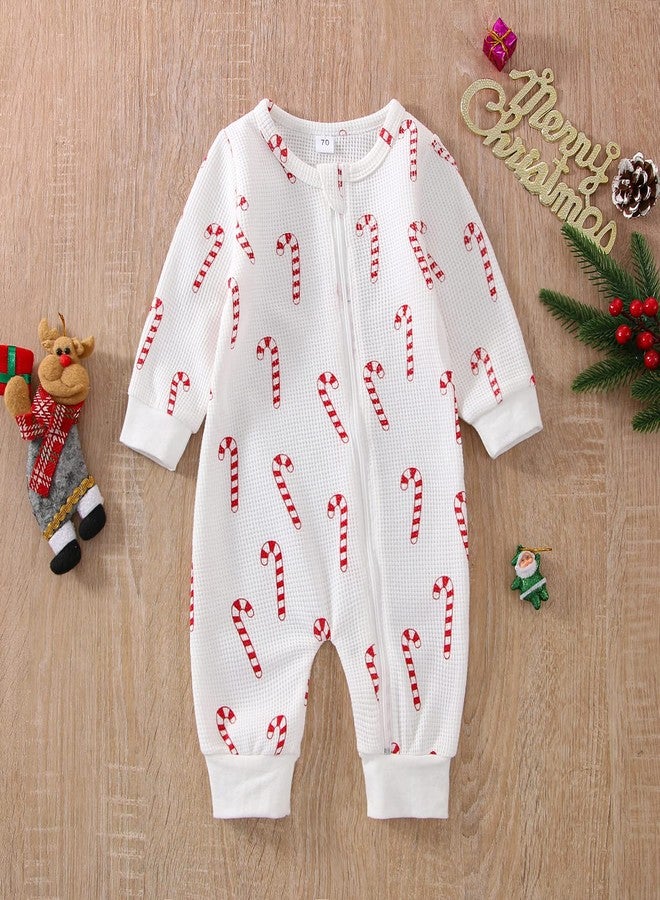 Gureui Newborn Baby Girl Boy Christmas Outfit Long Sleeve Romper Jumpsuit Bodysuit Fall Winter Clothes Candy 0-3 Months - Image 2