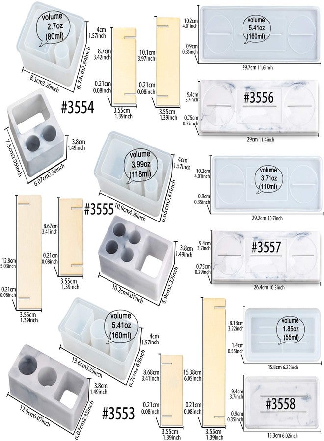 FUNSHOWCASE Toothbrush Holder Epoxy Resin Silicone Molds Set for Cement Concrete Polymer Clay Bathroom Storage Organizer Tray 6-Count - Image 2