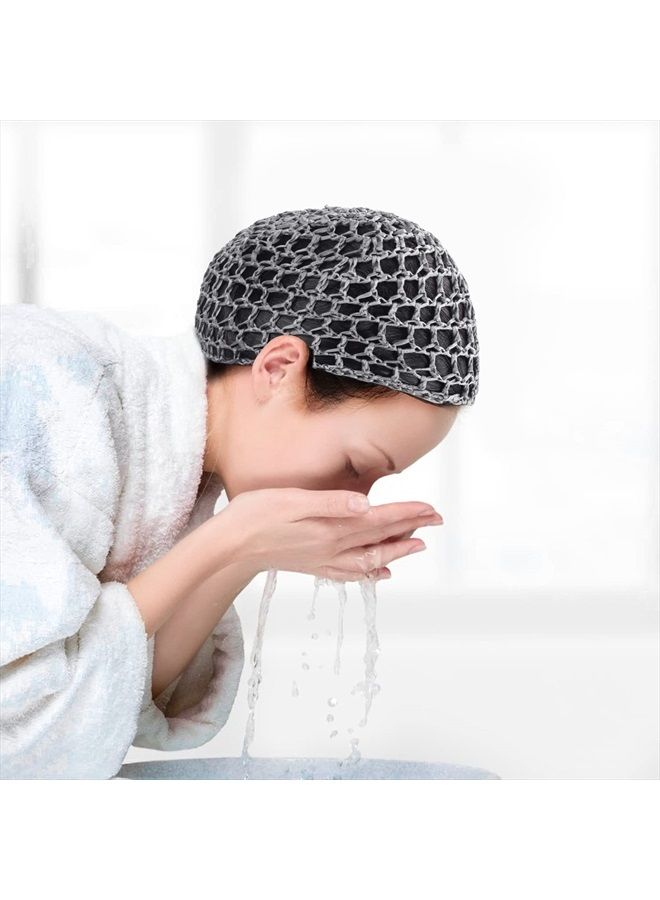 Etercycle 2 Pieces Mesh Crochet Hair Net Snoods, Soft Rayon Knit Crochet Hairnet Hair Cover Accessory Crocheted Sleep Cap for Women (Black, Gray) - Image 5