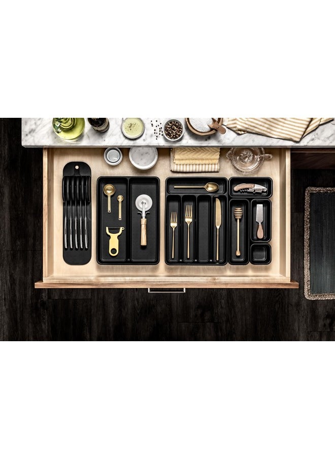 Madesmart madesmart Utensil Tray-CARBON COLLECTION 2 Compartments, Soft-Grip Lining & Non-Slip Feet & BPA-Free, Small  - Image 2