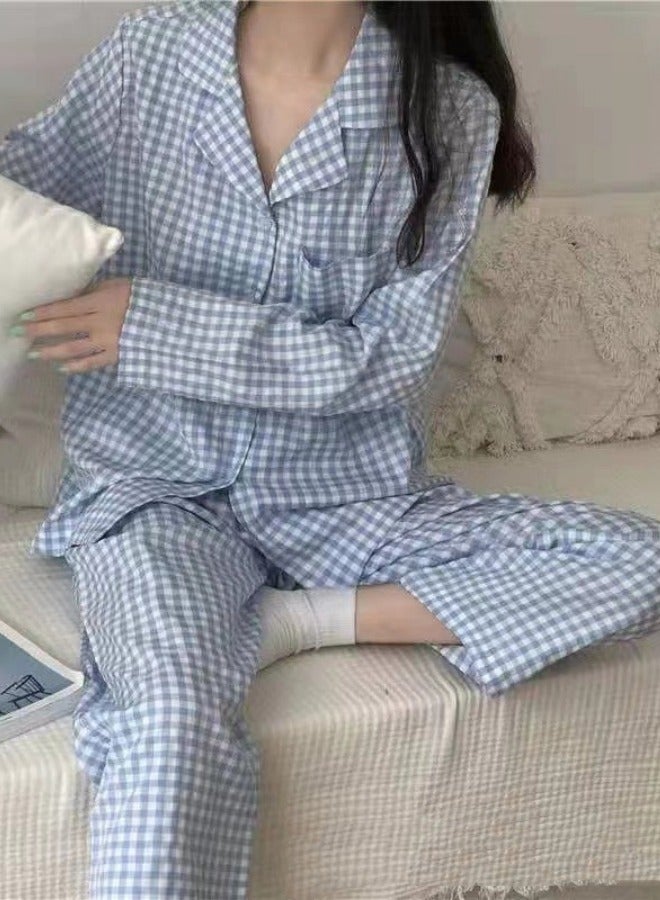2- Piece Women's Soft Pajamas Set Long Sleeve Pajama Set Leisure and Breathable Home Clothes Pajamas Button-Down Night Suit Pajama Sets Spring and Autumn Night Wear - Image 1