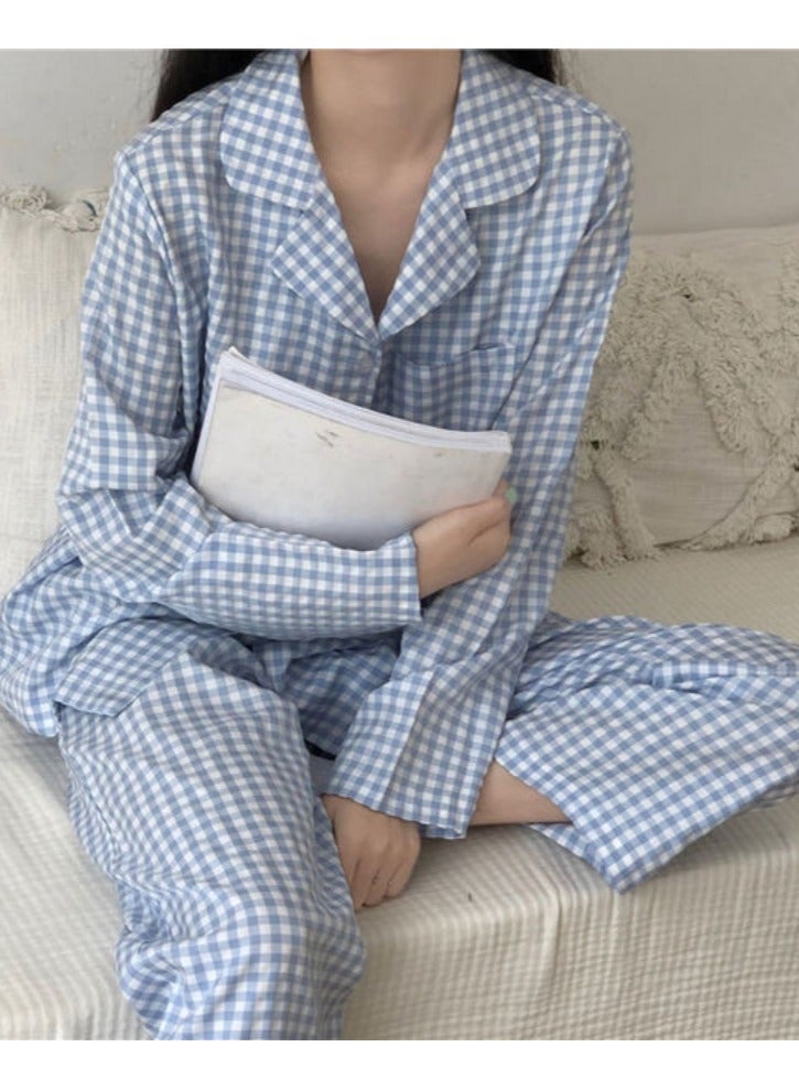 2- Piece Women's Soft Pajamas Set Long Sleeve Pajama Set Leisure and Breathable Home Clothes Pajamas Button-Down Night Suit Pajama Sets Spring and Autumn Night Wear - Image 2