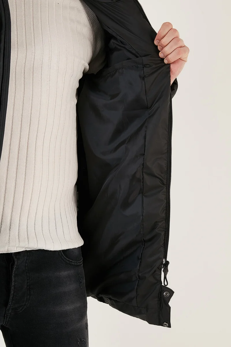 بوراتي Slim Fit Water and Wind Resistant Removable Hooded Puffer Coat Men's Coat 649009