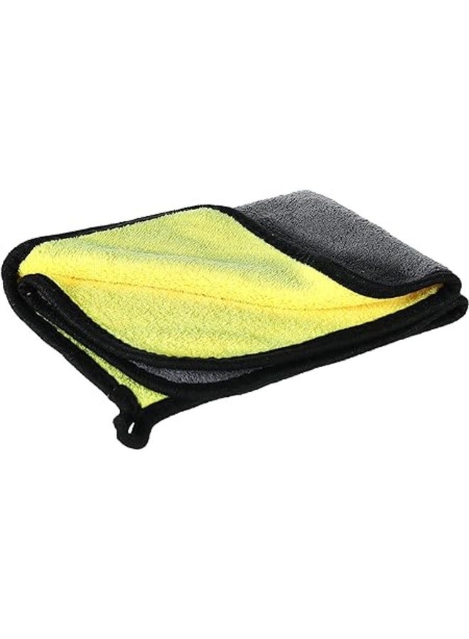 Double Face Car Drying Towel, Free Microfiber Cleaning Cloth, Premium Professional Soft Microfiber Towel, Super Absorbent Detailing Towel for Car/Windows/Screen/Kitchen - Yellow * Grey  - Image 1