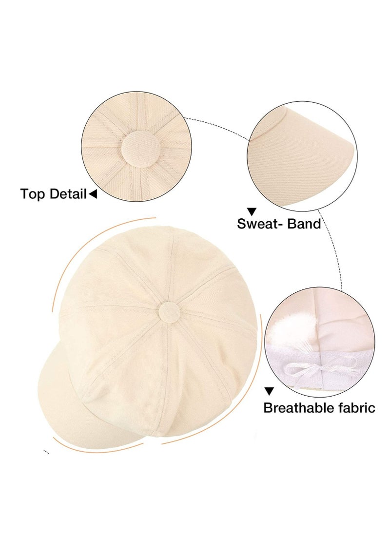 SYOSI - 2 Pieces Women newsboy Cap Visor Beret Hats Vintage Cabbie Hat Octagonal Cap for Women - Image 1
