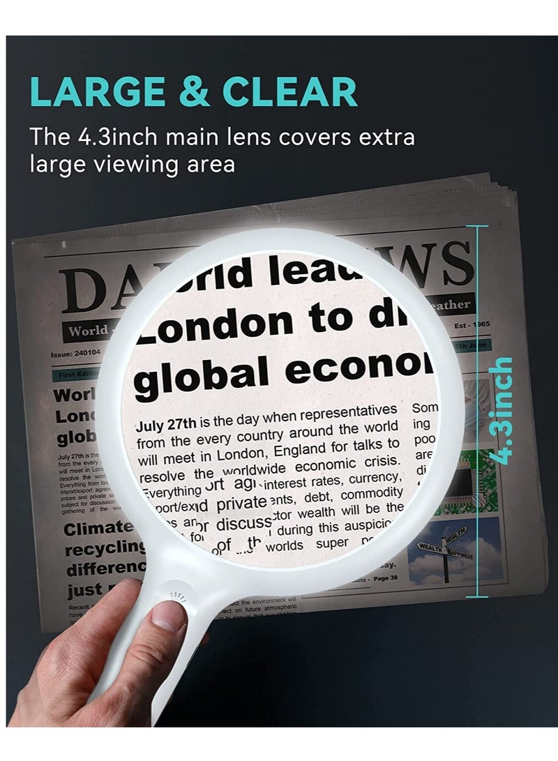 Captaintech Magnifying Glass with LED Light, 4.3 Inches 3X Handheld Magnifying Glass with 20 LED Lights for Reading - Image 3