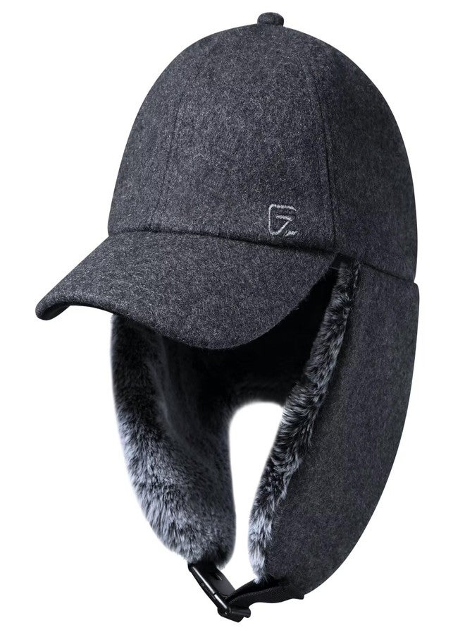 جادمكيندز قبعة بيسبول شتوية من الصوف من GADIEMKENSD مع واقي للأذنين، قبعة صيد دافئة من الفرو الصناعي، قبعة مقاومة للرياح، قبعة تزلج عاكسة للضوء مناسبة للطقس البارد والمشي لمسافات طويلة والثلج والأنشطة الخارجية، لون رمادي - Image 1