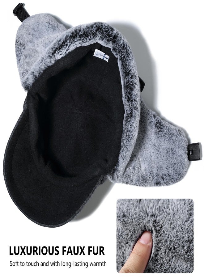 جادمكيندز قبعة بيسبول شتوية من الصوف من GADIEMKENSD مع واقي للأذنين، قبعة صيد دافئة من الفرو الصناعي، قبعة مقاومة للرياح، قبعة تزلج عاكسة للضوء مناسبة للطقس البارد والمشي لمسافات طويلة والثلج والأنشطة الخارجية، لون رمادي - Image 4