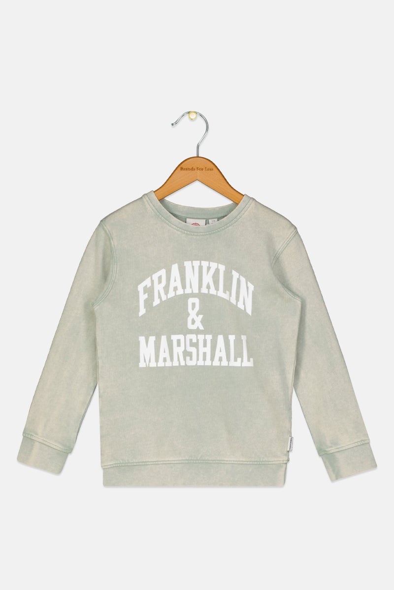 Franklin Marshall Kids Boy Sportswear Fit Long Sleeve Outdoor Sweatshirt, Sage Green - Image 1