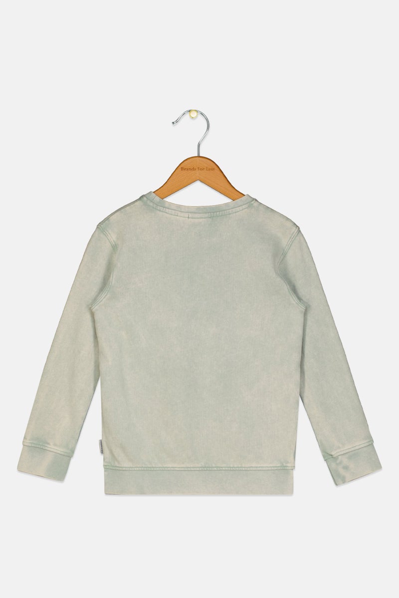 Franklin Marshall Kids Boy Sportswear Fit Long Sleeve Outdoor Sweatshirt, Sage Green - Image 2