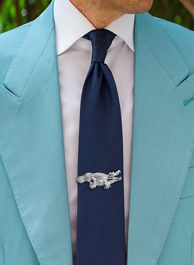 هاوسن مشبك ربطة عنق رجالي من هاوسون على شكل تمساح، مقاس 2 بوصة - مشبك ربطة عنق مبتكر على شكل حيوان، دبوس ربطة عنق، هدية مميزة للرجال - Image 3