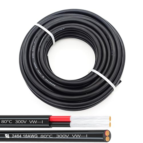 CBAZY 18AWG UL2464 Power Cable Stranded Electrical Wire LED Red & Black 2 Conductors tinned Copper (18AWG -2C- 25ft) - Image 1