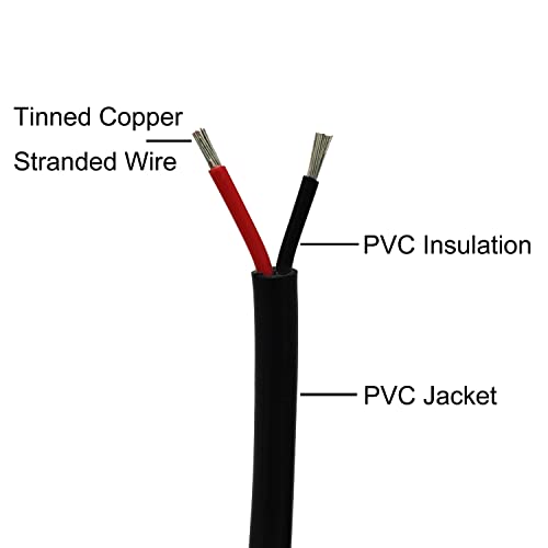 CBAZY 18AWG UL2464 Power Cable Stranded Electrical Wire LED Red & Black 2 Conductors tinned Copper (18AWG -2C- 25ft) - Image 2