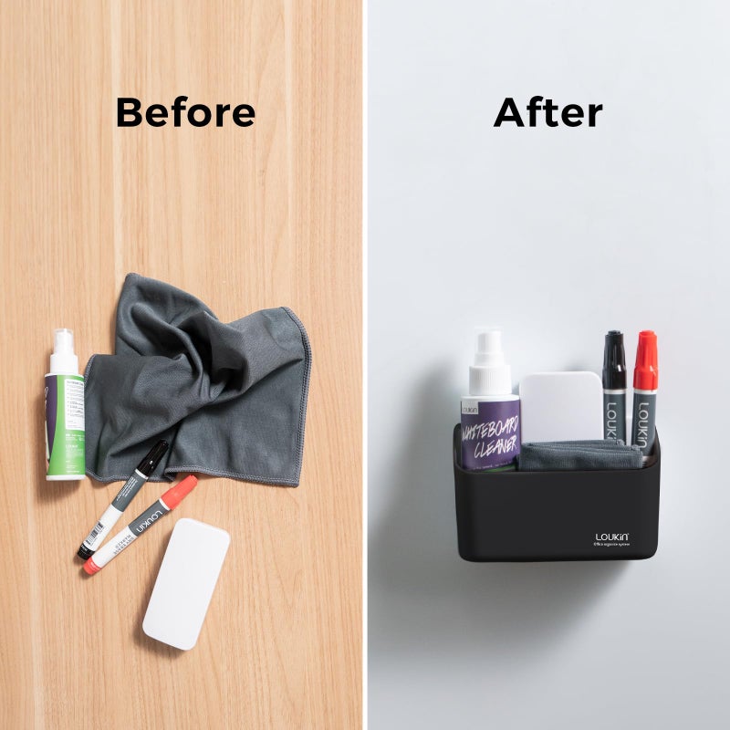 loukin Magnetic Marker Holder, Dry Erase Marker Holder, Remote Control Holder, Magnetic Storage Organizer for Whiteboard or Refrigerators (Black) - Image 5